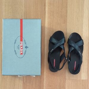 Prada Men's Black Leather Sandals